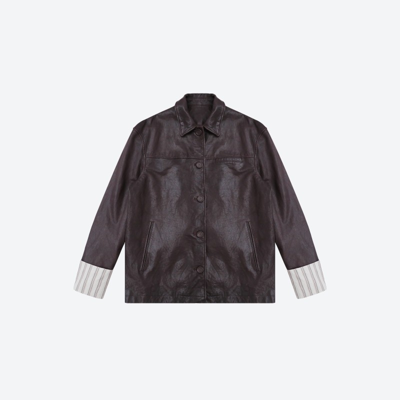 Washed Sheepskin Leather Jacket